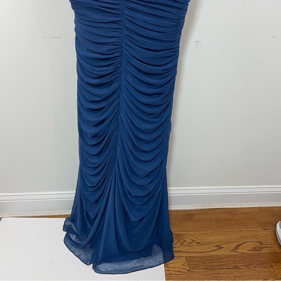 Jovani Ruched Evening gown Dress Embroidered Rhinestons size 00 pageant Blue - Picture 8 of 13